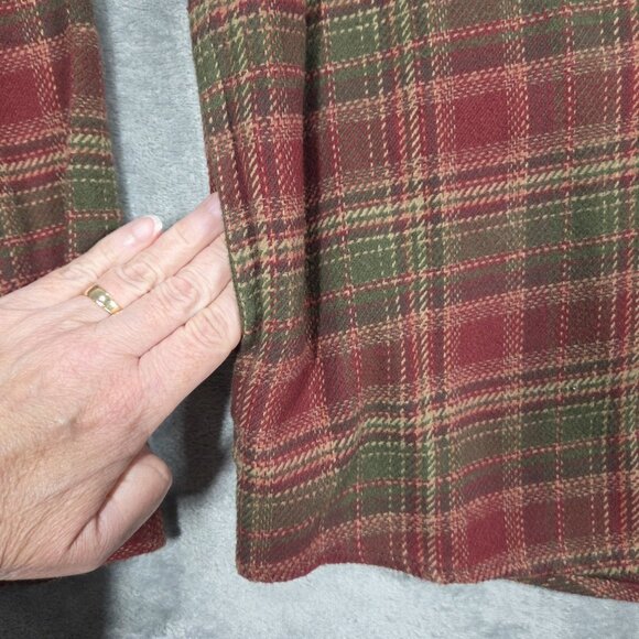Orvis Shirt Mens Large Red Green Plaid Heavy Flannel Button Up Shacket Hiking - Picture 5 of 10